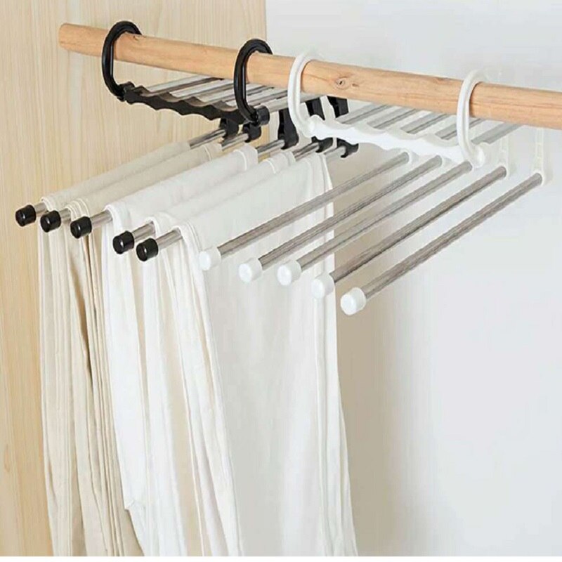 Edelstahl Hosen Gestell Multi-funktionale 5 in1 Magie Aufhänger für hosen Kleiderschrank hosen kleiderbüGel Hosen Lagerung Schrank Hange