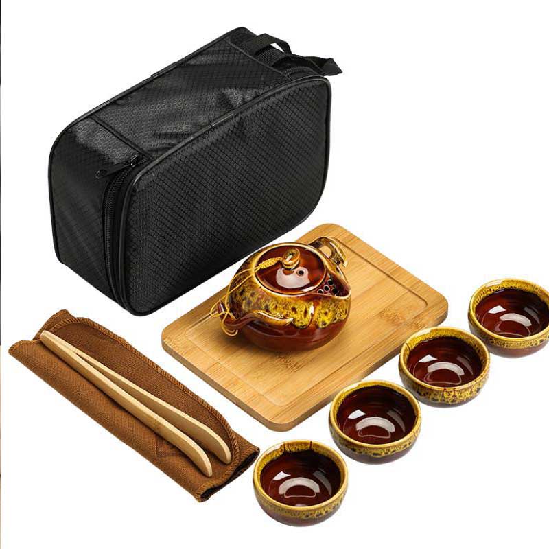 Portable Porcelain Chinese Travel Tea Set Kung Fu Tea Set Teapot 1 Pot 4 Cup Tea Set Chinese Tea Set Teapot Set