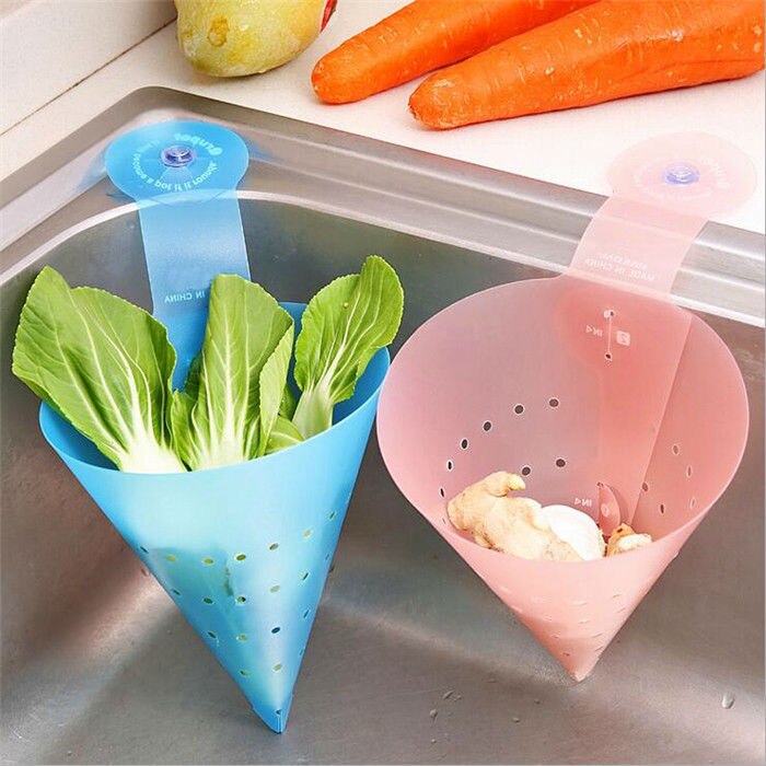 Waste Basket Triangular Funnel Shape Kitchen Strainer Basket Washing Storage Leaking Basket Disassembly Simple Colander Basket