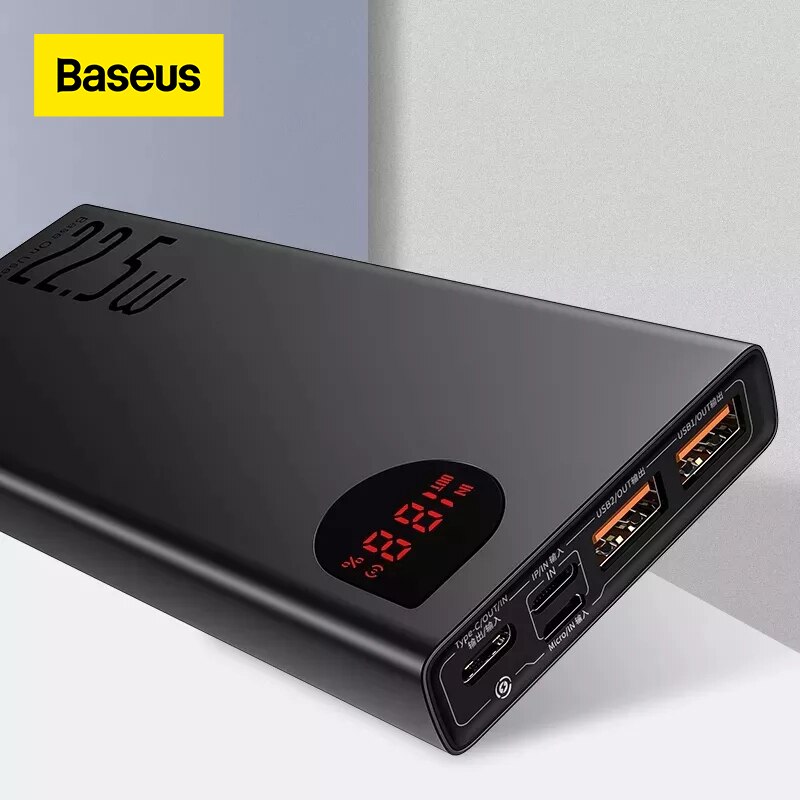 Baseus power bank 20000mah 22.5w/65w carregador de bateria portátil powerbank tipo c usb carregador rápido power bank para iphone huawei