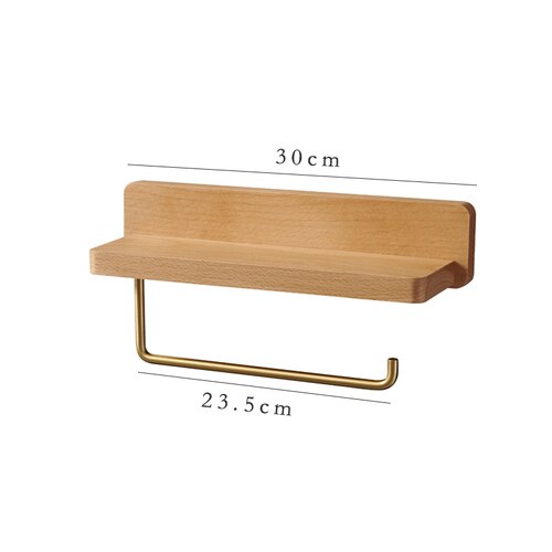 Toiletrolhouder Messing Hout Tissue Houder Plank Tissue Doos Toiletpapier Houders Muur Gemonteerde Papieren Handdoek Houders Tissue rack: B large 30cm