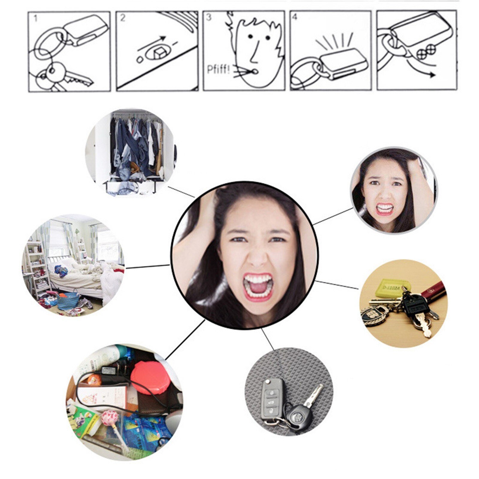 Keys Ring Voice Control Tracker Anti-Verloren Mini Knipperende Gesis Key Locator Apparaat Afstandsbediening Piep Kids Bag Portemonnee Locators drspshiping