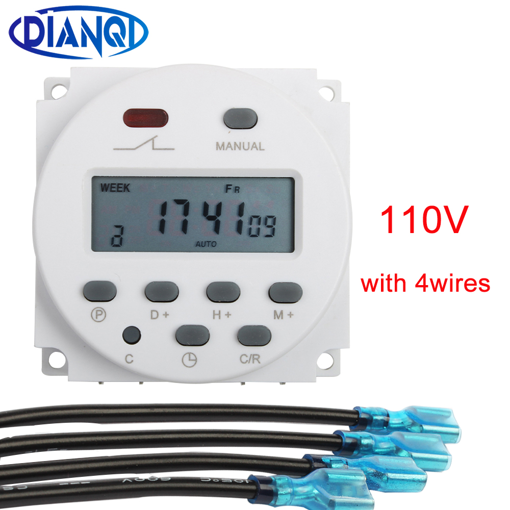 CN101A 220V 110V 12V 24V Digitale Lcd Power Timer Wekelijkse 7 Dagen Programmeerbare Schakelklok Relais timer 10A Met Klok Licht Timer: 110V with 4wires