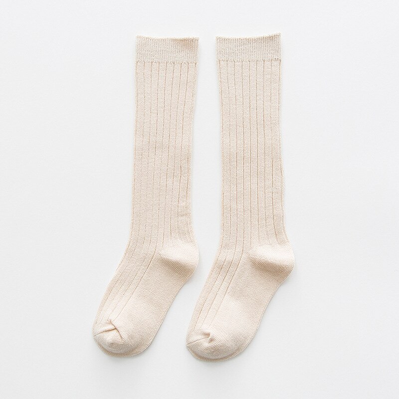 Baby piger knæhøje sokker børn benvarmer solid bomulds sokker åndbar blød baby skridsikker lang sok wms 011: Wms 011a