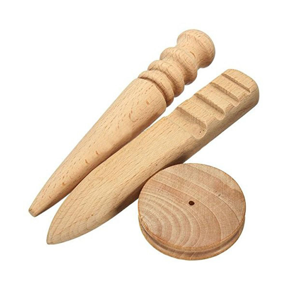 Multi-Size Wood Slicker Leather Leathercraft Solid Wood Round Burnishing Polished Edge Leather Craft Working Tool