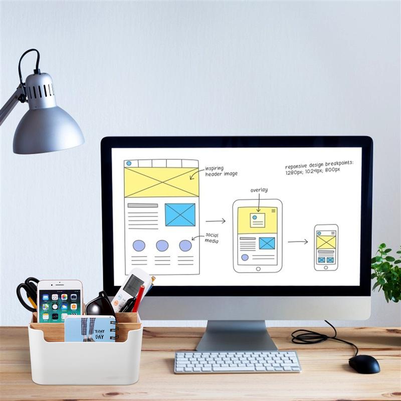 Remote Control Holder Wood Storage Box Multipurpose Desk Organizer Desktop Stationery Storage Box Jewelry Nail Makeup Container