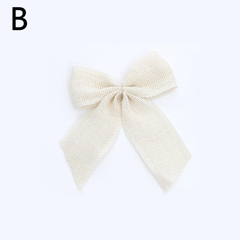 Blanco lazo de flores yute arpillera lazos lazo cinta de encaje para Navidad Año caja decoración de San Valentín envoltura de: B