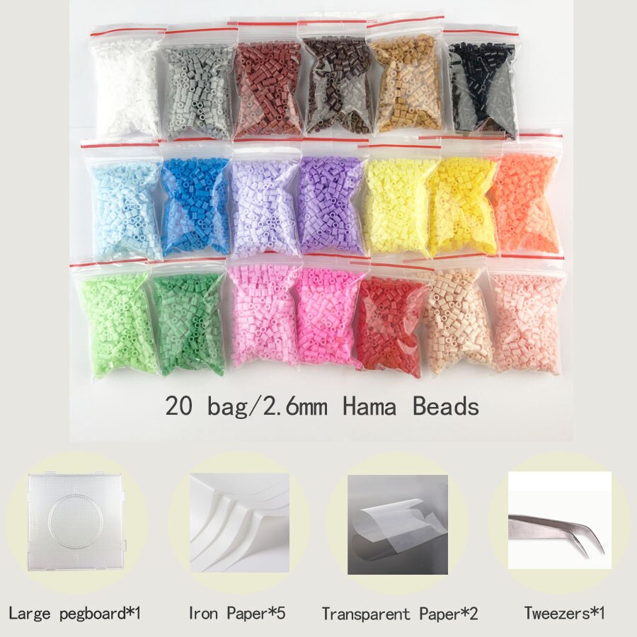 Mini 2.6 hama perler perler pupukou perler og værktøj 2.6mm skabelon uddannelse legetøj sikring perle puslespil 3d til børn: 20 tasker