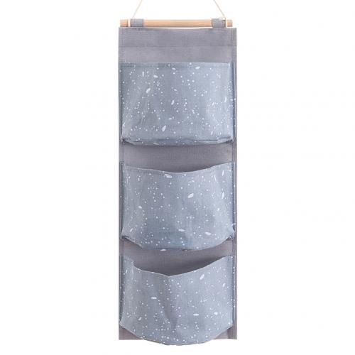 3 bolsillos Oxford tela colgante de pared de puerta diversos bolsa de almacenamiento armario de algodón Lino baño bolsa de almacenamiento organizador de juguetes cosméticos: Grey