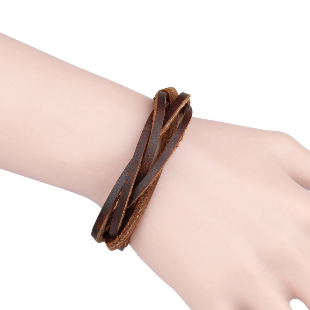 ZMZY Black and Brown Leather Mens Bracelets Multilayer Rope Hand Bracelet For Men Rope Braided Bracelet Male Female Jewelry