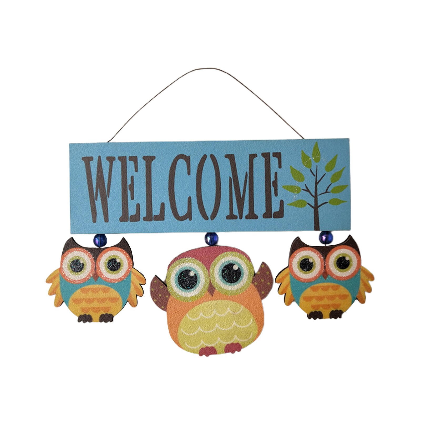 Houten Uil Welkom Decor Voordeur Welkom Teken Unieke En Opvallende Deur Opknoping Decoratie Voor Thuis: Blue
