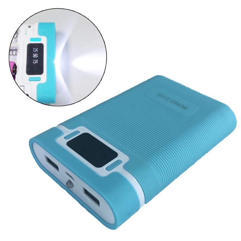 Dual USB LCD Anti-reverse Portable Power Bank Box 4x 18650 DIY Display Battery Charger 5V 2A Powerbank Case With LED Flashlight