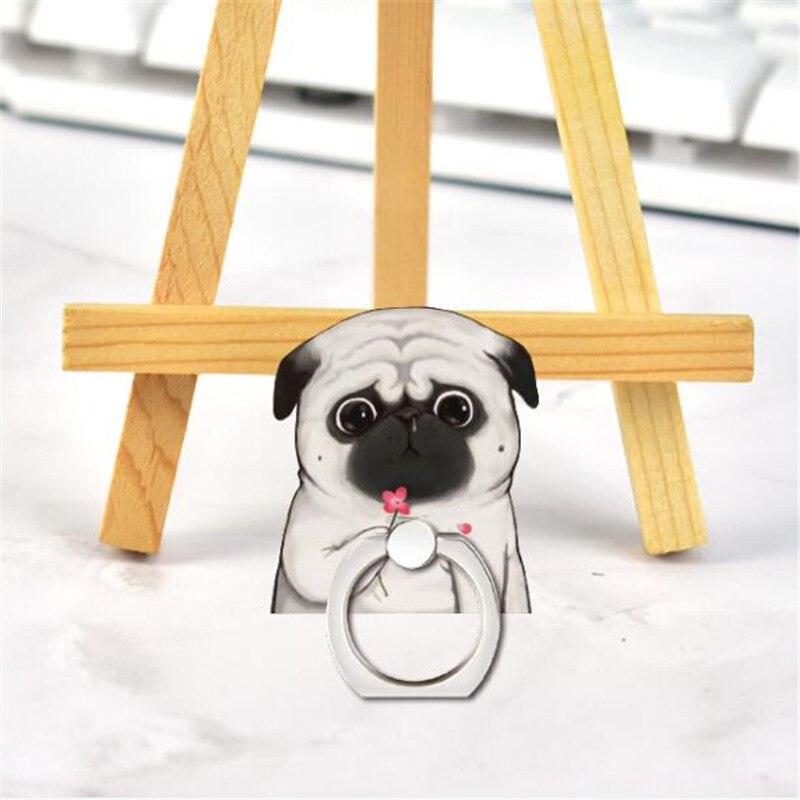 Animals Dog Corgi Pug Cat Finger Ring Phone Stand Holder Car Mobile Phone Holder Stand Suporte Celular For iPhone 11 All Phone: J