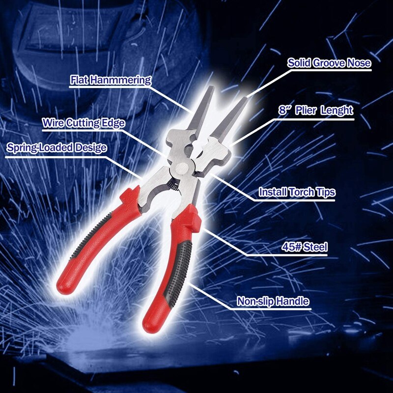 2 PCS 8 Inch Multi Function Mig Welding Pliers Stainless Steel Welding Pliers for Metal Fabricators