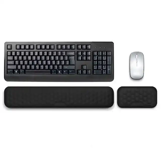 Tastatur-Pad-Set, Memory-Schaum, für Büro, Computer, Laptop, einfaches Tippen, Schmerzlinderung, Tastatur, Handgelenkauflage, L