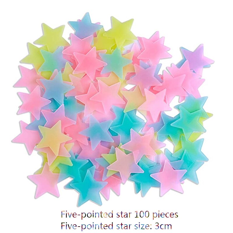 Autocollants muraux étoiles 3D phosphorescents, 100 pièces, lueur dans la nuit, autocollants muraux lumineux pour chambre d'enfants, bébé, chambre à coucher, plafond, décoration de la maison: 3
