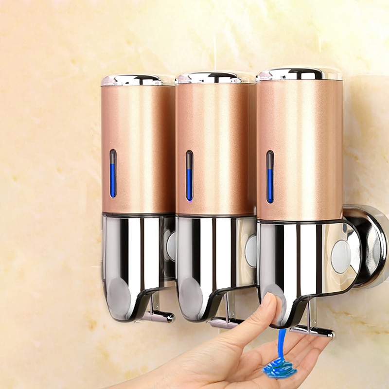 500 ml dispenser for flytende såpe bad veggmontert plast sjampo dusj gel dispensere håndvask kjøkkentilbehør