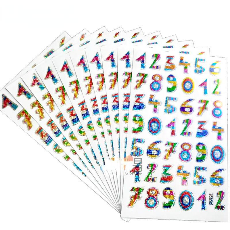 10 Sheets Glitter Letter Stickers Self-Adhesive Alphabet Stickers for Scrapbooking or Embellishment Alphabet Letters Name Card: number