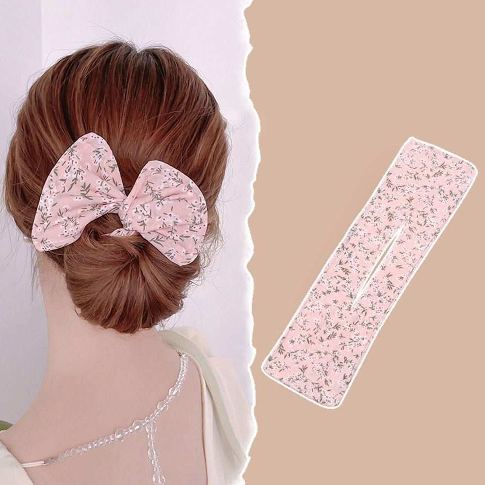 Diadema con estampado de moño, horquilla para mujer y niña, tela artesanal, creador de moño circular, soporte para cola de caballo, diadema, rizador, accesorios para el cabello: Verde claro