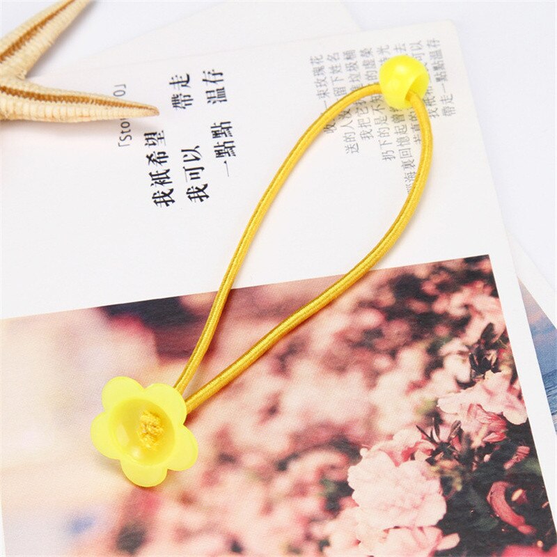 30 stuks elastische haarbanden voor meisjes, diy bloemenhaarband, touwring, lintversieringen, paardenstaarthouder, haaraccessoires: Geel
