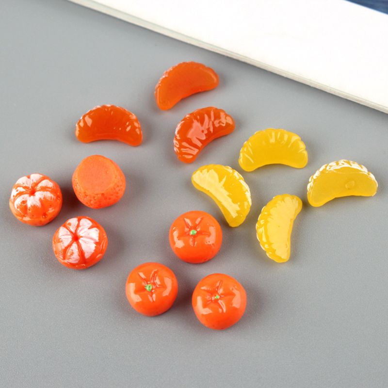 50Pcs Cute Mini Orange Petals Fruit Resin Flat Back Cabochon Miniature DIY Charm