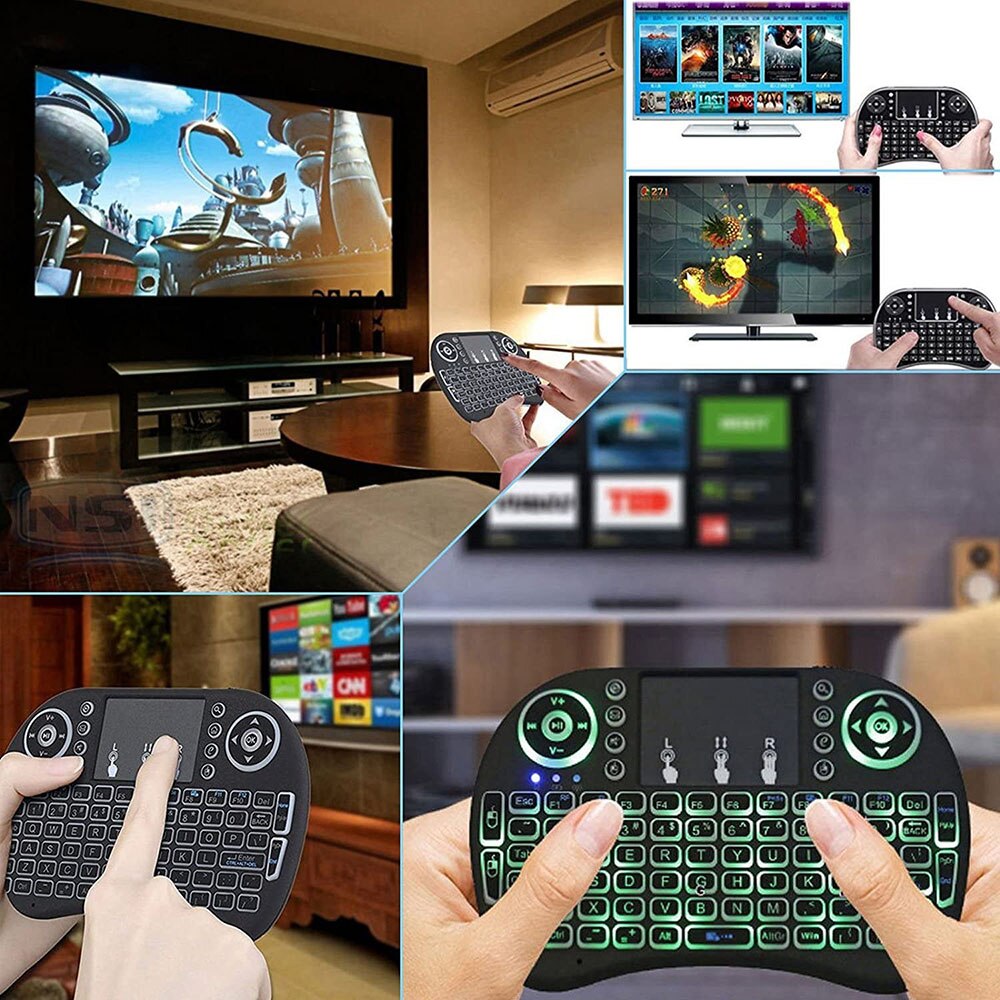 Raspberry Pi 4 LED Backlit Mini 2.4G Wireless Keyboard, Air Mouse For Raspberry Pi 4 Model B / 3 Model B /3B/4B