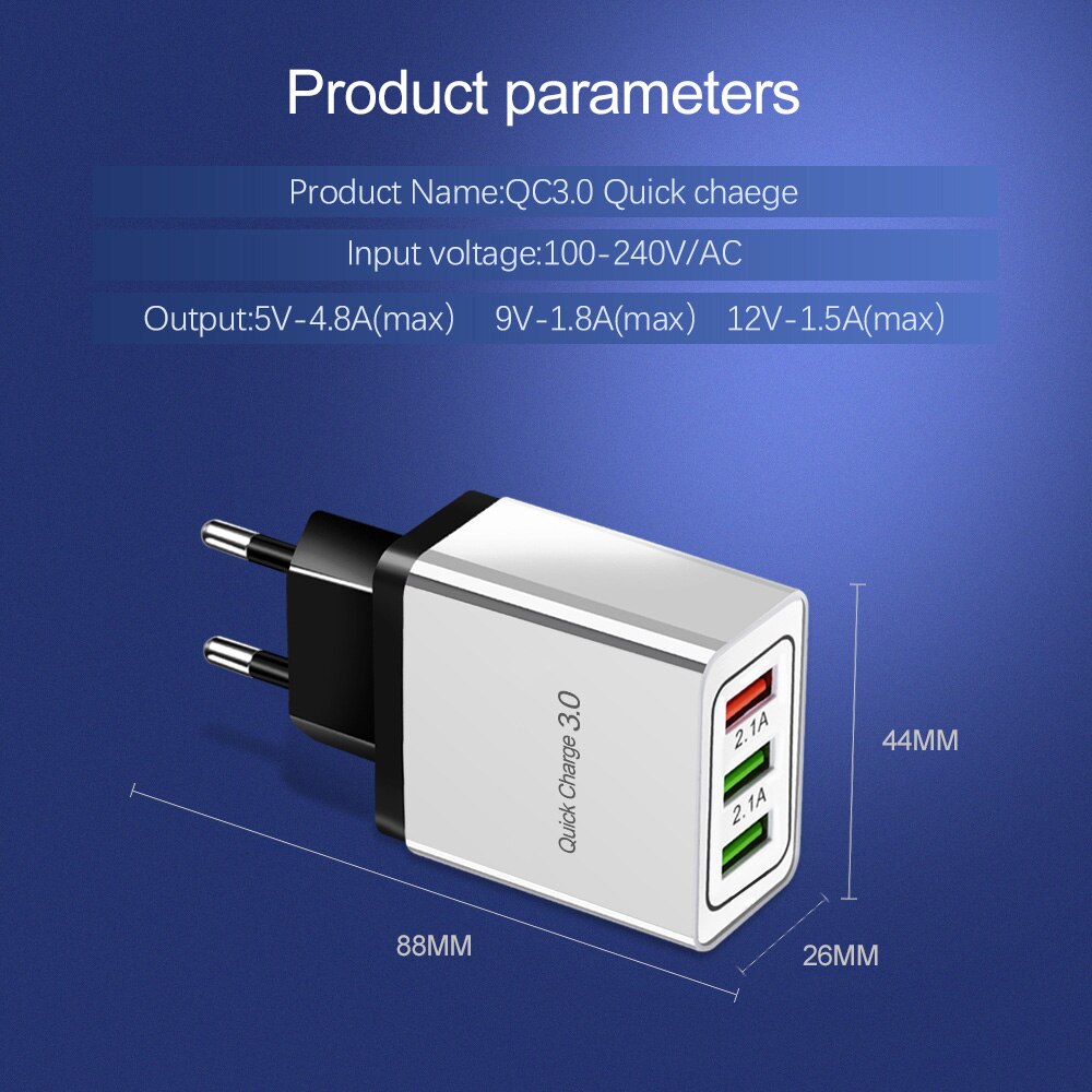 Universal 3 Ports USB Ladegerät Wand Reise 3,1 EINE Schnelle Lade Ladegerät Adapter Für Xiaomi Samsung S7 Tabletten Telefon EU/UNS Ladegeräte