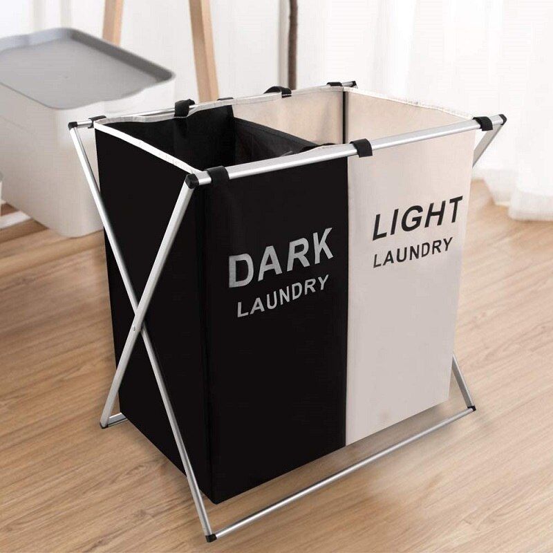 X-shape Foldable Dirty Laundry Basket Organizer For Dirty Clothes Three Grid Home Laundry Hamper Sorter Laundry Basket Large: 2 Grid 2