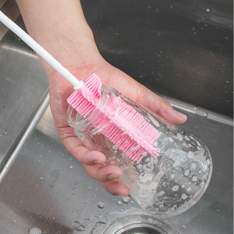 Utensilios de cocina, cepillo para lavar platos de silicona a prueba de aceite, cepillos para sartenes largos, esponja para limpiar platos