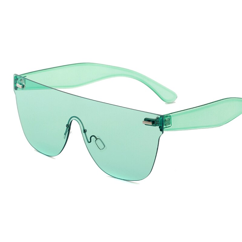 Naisten aurinkolasit trendituotteet oranssi sininen pinkki iso kehyksetön aurinkolasit naisten retro festivaali oculos de sol feminino: Vihreä
