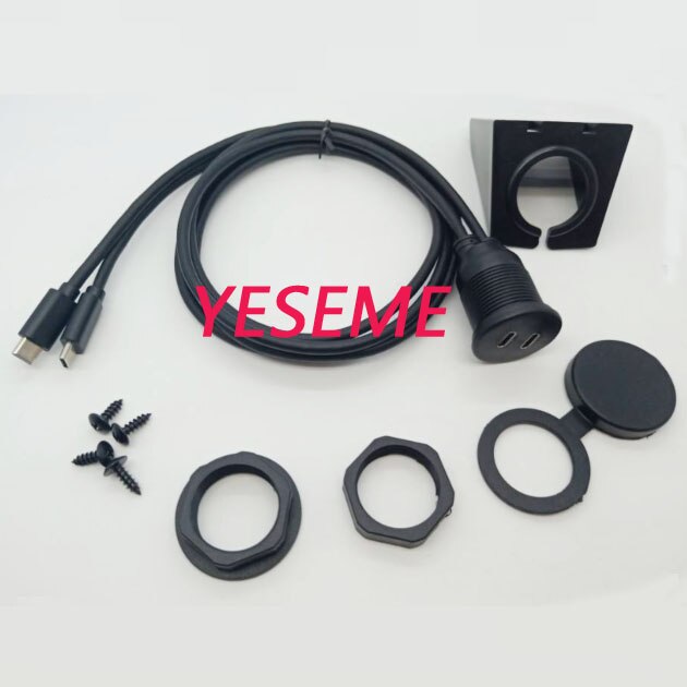 Auto Dash Board Mount Dual USB C Type C Vrouwelijke In Input Dual USB Type C Male Socket Extension panel