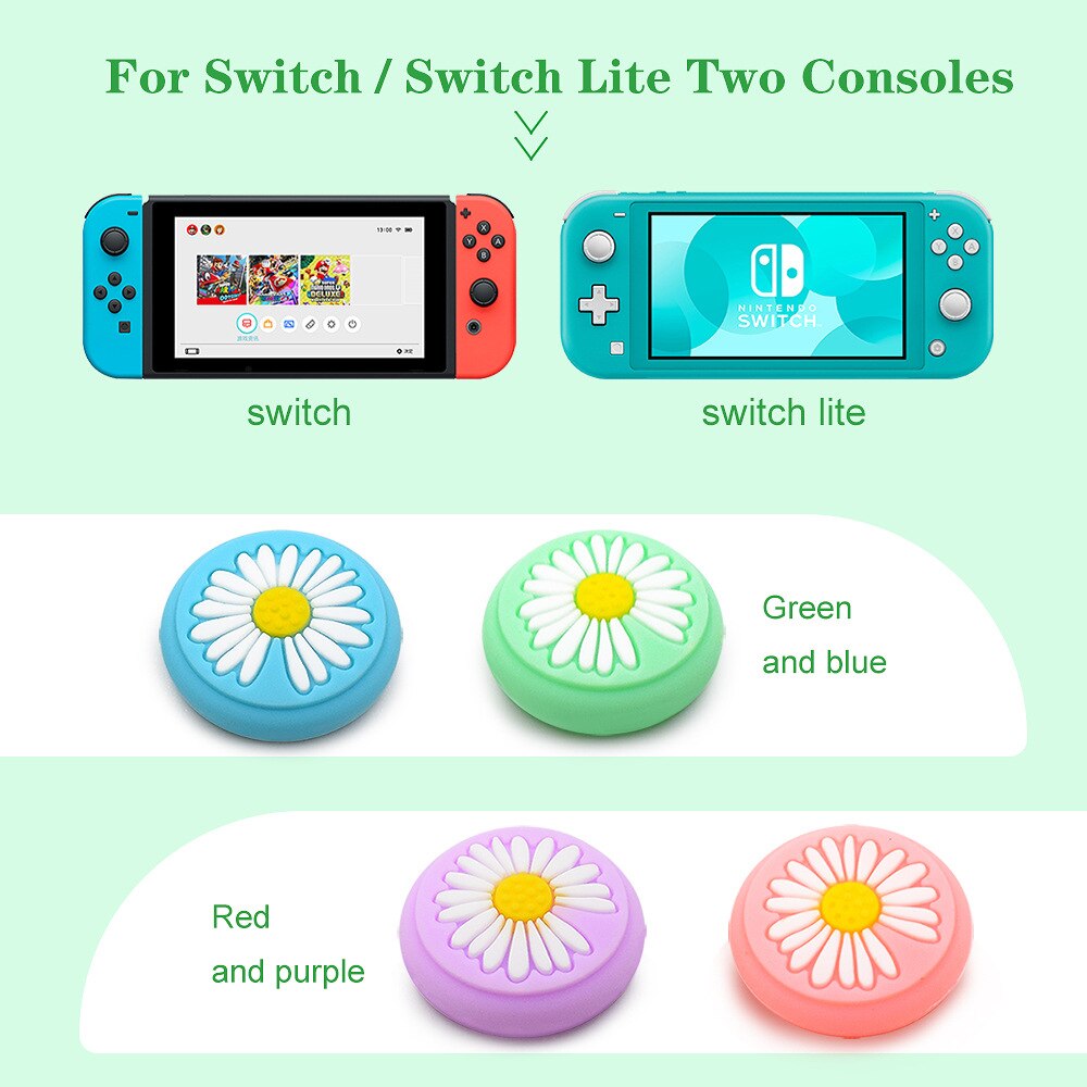 Cute Chrysanthemum Humb Grip Cap Animal Crossing Rocker Caps JoyCon Joystick Cover Shell For Nintendo Switch Accessories