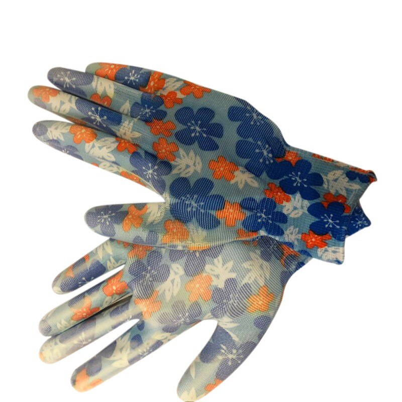 Breathable Gardening Gloves Flower Print Nylon PU Gloves Gardening Gloves Women Non-slip Housework Cleaning Gloves home decorati