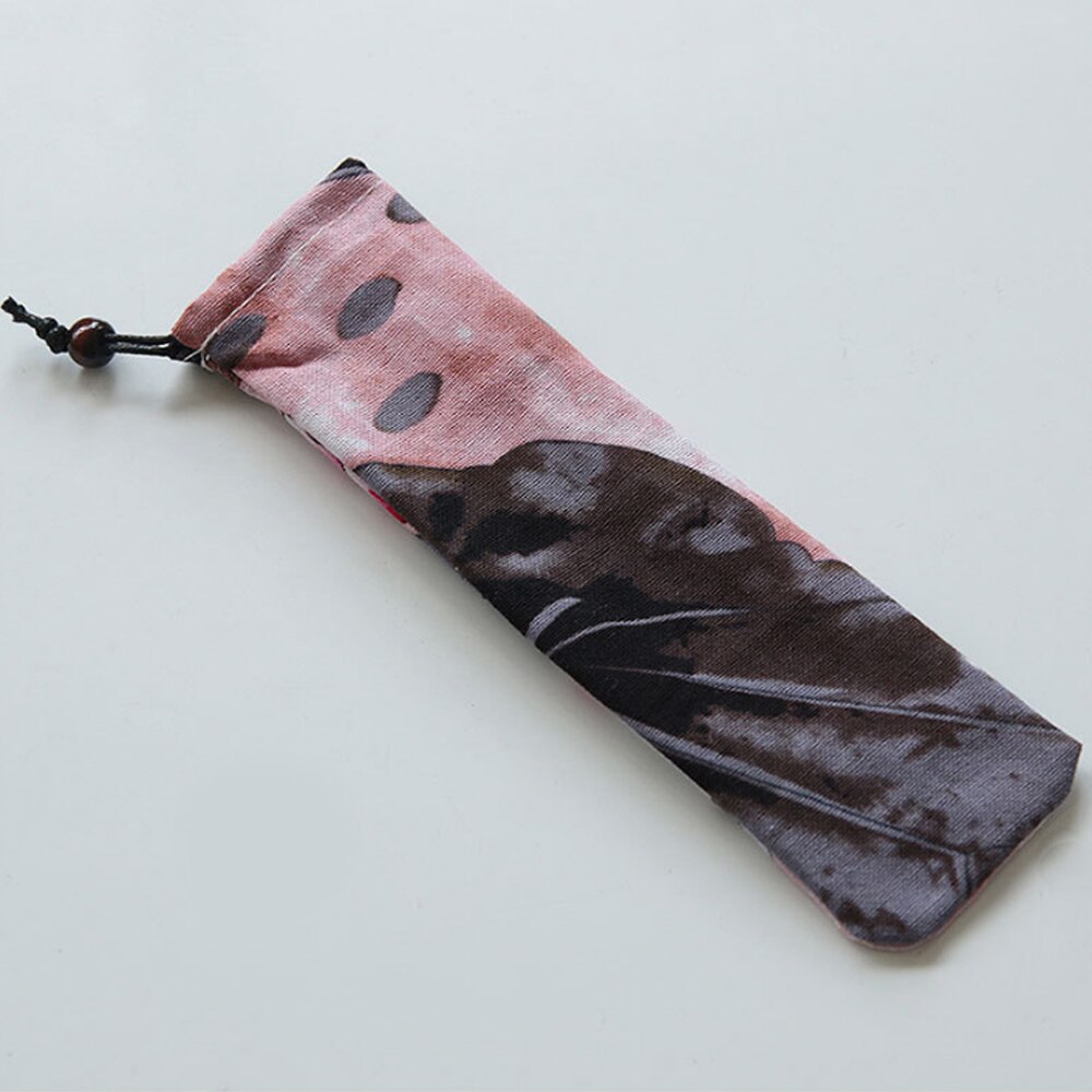 Japan Stijl Bestek Zak Herbruikbare Reizen Koord Pouch Voor Keuken Servies Vork Lepel Bamboe Eetstokjes Reinigingsborstel: 8