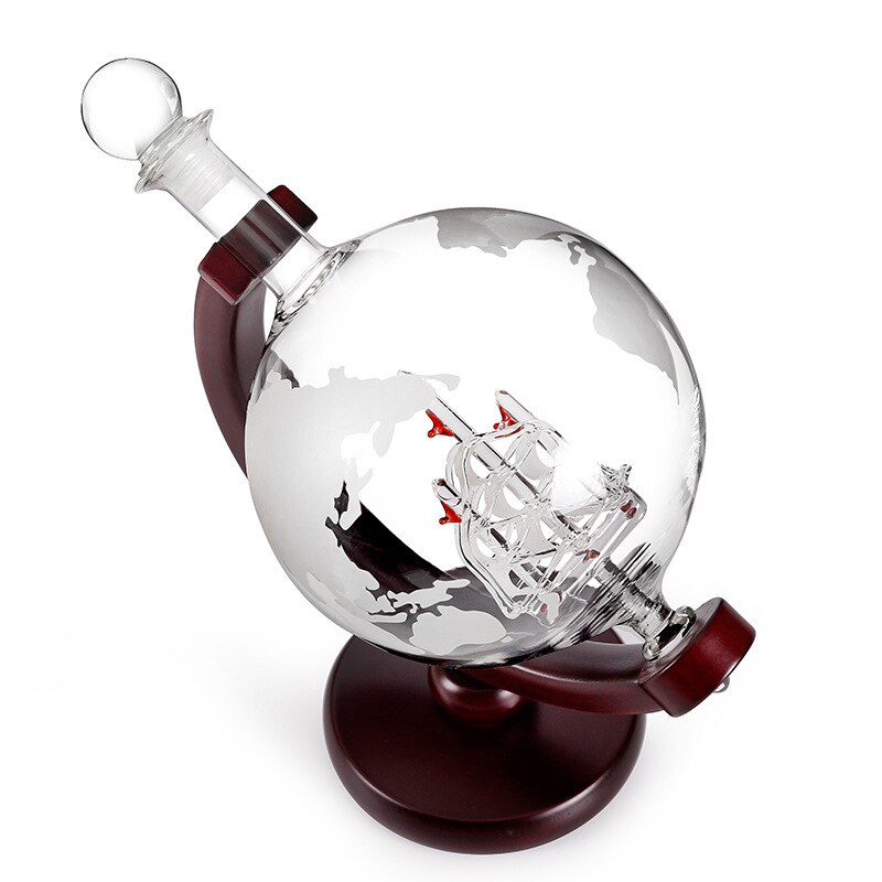 Globe Whiskey Decanter Set 800Ml Wine Brandy Dispenser Craft Skull Wine Bottle Holder Decanter Wine Bar Home Party Decoration