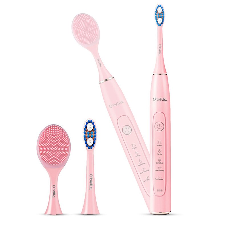 O'bella T10 Electric Toothbrush USB Rechargeable Waterproof Sonic Electric Toothbrush Head Upgraded Ultrasonic Toothbrush: T10 pink