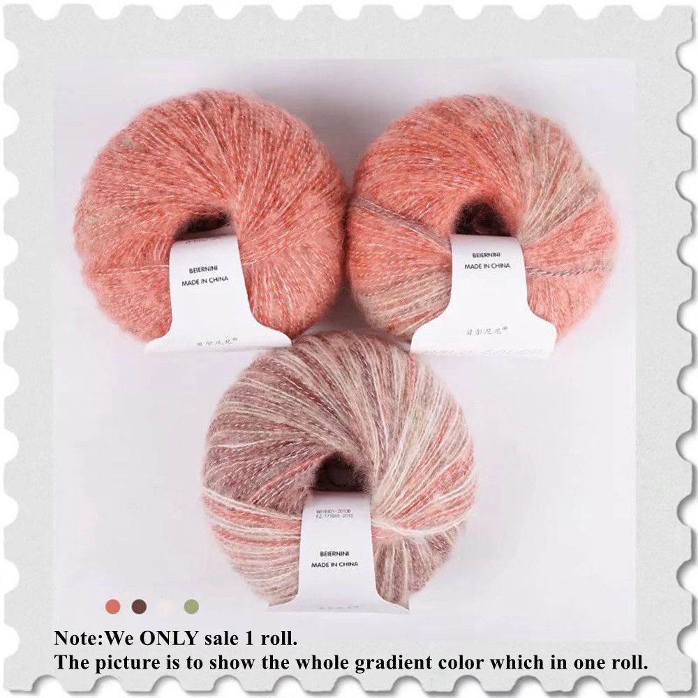 30g/Ball Gradient Mohair Wool Thread Rainbow Colorful Silk Pony Hair Superfine Shawl Scarf Thread DIY Hand Knitting Crochet Yarn: 5