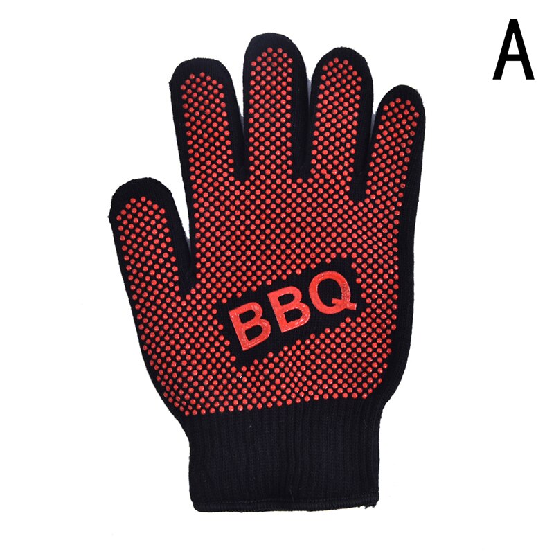 Alta temperatura resistente al fuego de barbacoa guantes ignífugo antideslizante fuego parrilla aislamiento manoplas para horno o microondas: A