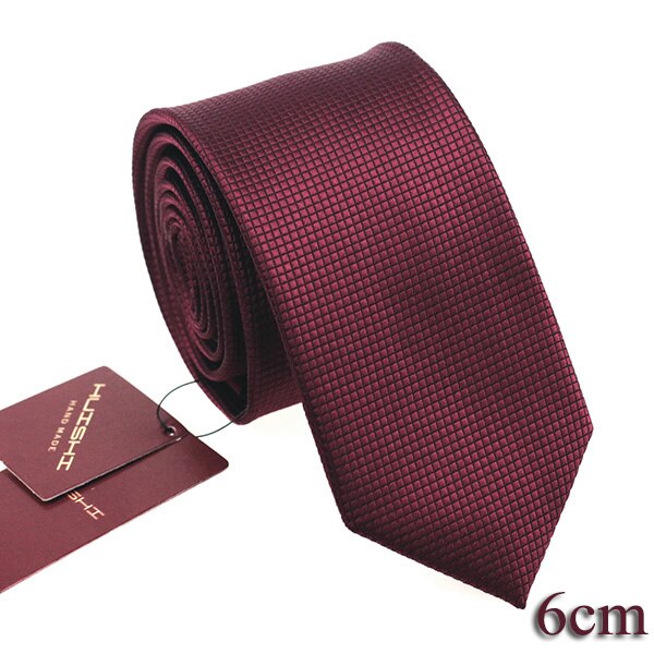 Huishi 6cm og 8cm ensfarvet vin herre smal vandtæt vin slips jacquard vævet forretning bryllup slips til mand slips: Tp -33