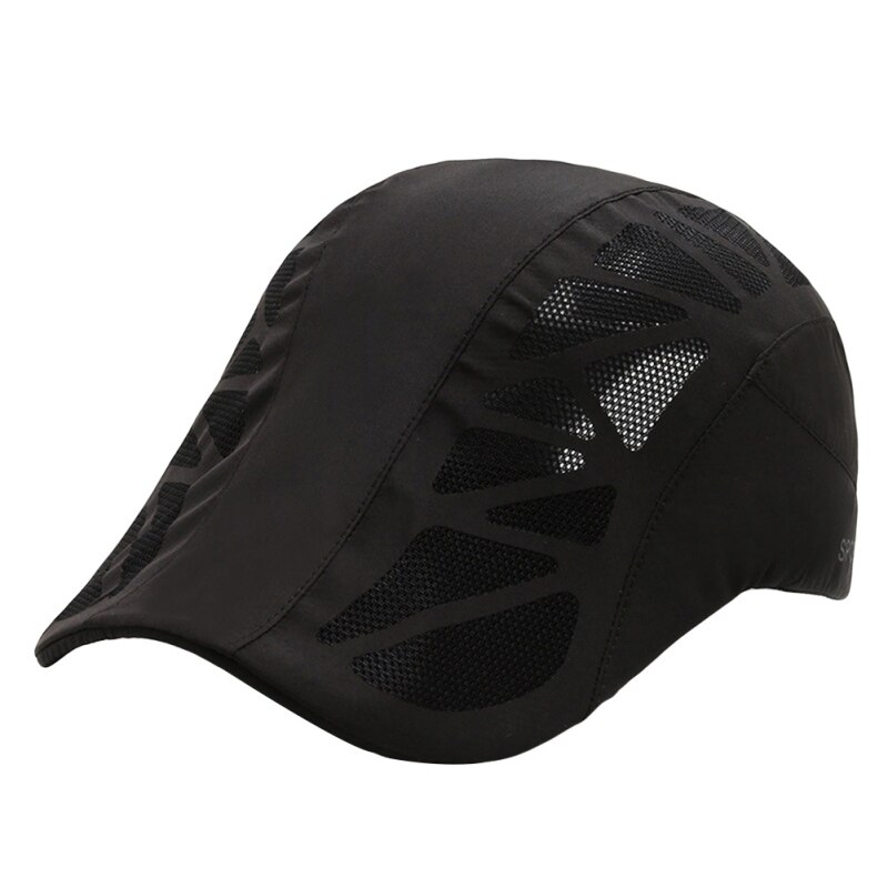 Chapéu de boina casual de verão boné liso gatsby chapéu ajustável respirável boina malha moda bonés 1: black