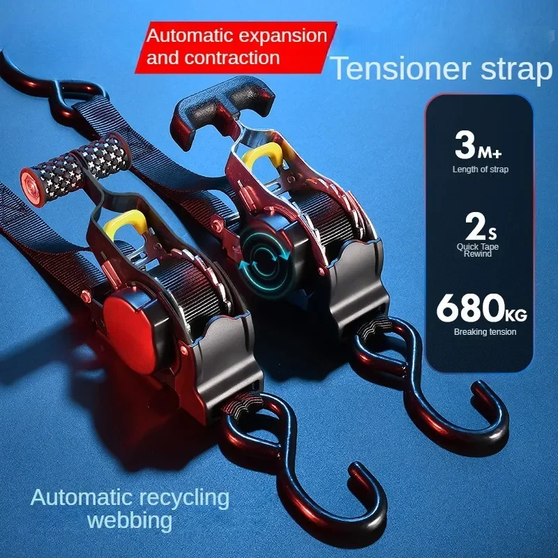 Correas automáticas para cinta de carga, cinturones retráctiles para motocicletas, correa de trinquete para carga, correa de equipaje, cinturón tensor de trinquete para coche