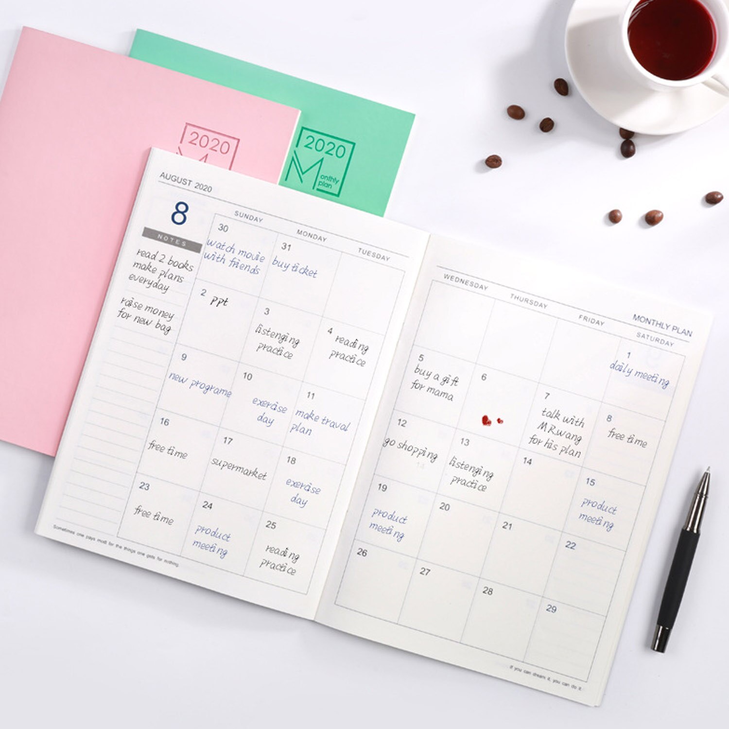 B5- kalender månedsplanlægger 365- dages daglige planlægning notesbøger med 48 sider til hjemmekontor studerende forsyninger