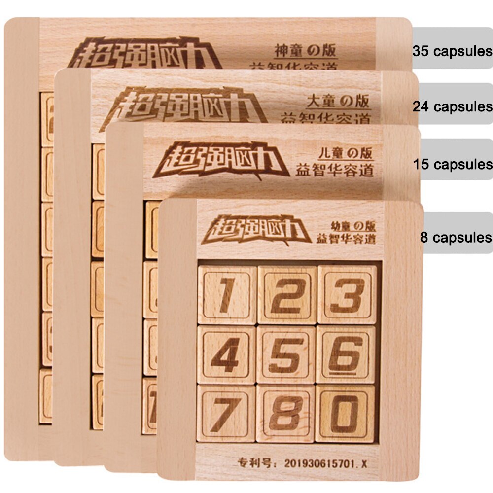 Digital Huarong Road Wooden Puzzle Huarong Road Education Early Learning Toys Sudoku Toys Children Clearance and Unlock Game