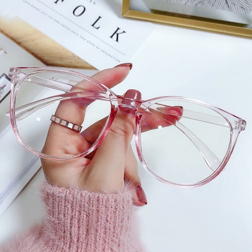 Trendy Plane Mirror Anti Blue Light Glasses Transparent Round Eyewear Without Degree Optical Spectacle Eyeglass Women Men: Brown