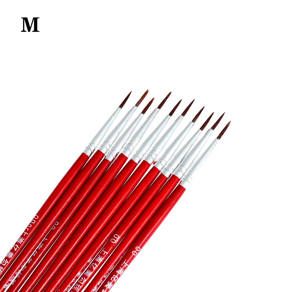 10 teile/satz Feine Hand Gemalt Dünne Haken Linie Stift Kunst Liefert Zeichnung Kunst Stift Pinsel Nylon Pinsel Acryl Malerei stift: M-rot