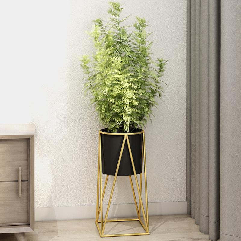 Europeisk stil enkel smidesjärn blomma stativ blomma hylla inomhus vardagsrum golvstående grön förföljande grön växt s: A
