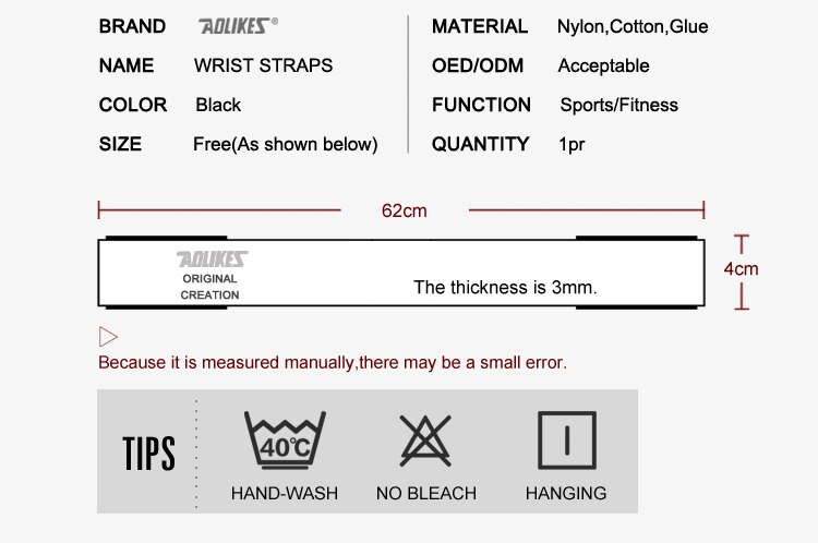 AOLIKES Sport Supporto Per Polso Regolabile Professionale Sollevamento Pesi Bodybuilding Wristband Palestra Cinghia di Protezione Da Polso