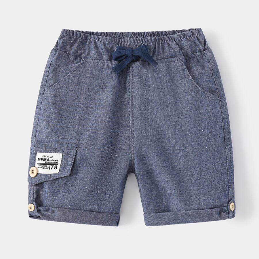 Summer Cotton Baby Boys Shorts Teenager Kids Casual Clothes Children Simple Loose Pants Solid Color 2-7 Years: dark blue / 4T