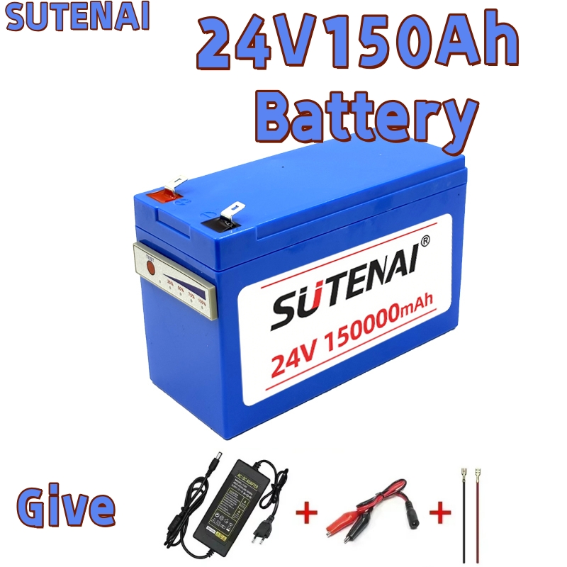 Batería de litio LiFePO4 mejorada, 24V, 150Ah, 18650, batería recargable portátil, puerto de visualización de energía incorporado, carga