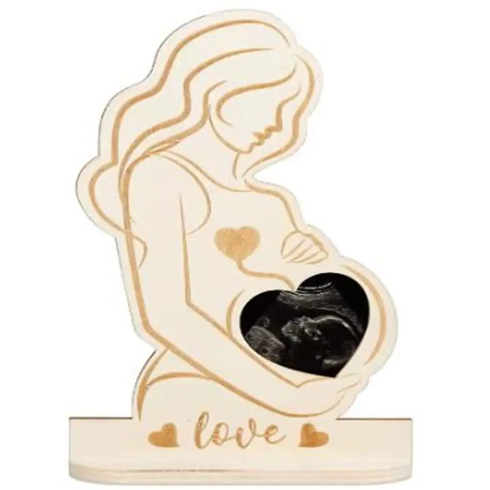 Kreative Handwerk Ultraschall Fotorahmen Holz DIY Baby Ultraschall Stand Zeichen handgemachte Baby Ultraschall Familie: Grün